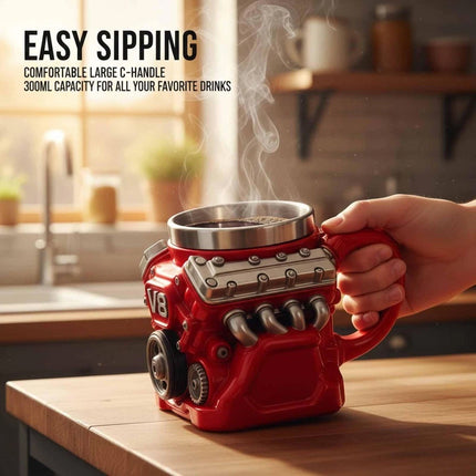 Retro V8 Engine Stainless Steel Insulated Car Mug Gift for Men