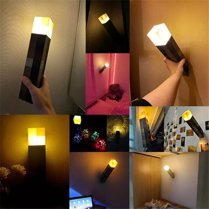 Minecraft Torch Lamp LED Night Light USB Rechargeable Home Decor Gift