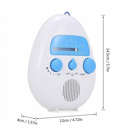 Portable Waterproof Shower Radio FM/AM, Music for Bathroom Bath