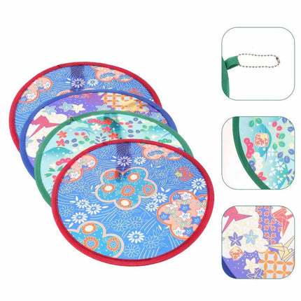20pcs Art Nylon Hand Fans Round Folding Flying Disk Outdoor