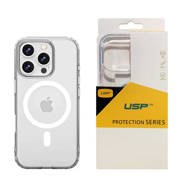 For iPhone 16/15/14 Pro Max: Clear Magnetic MagSafe Case, Hard Acrylic Cover