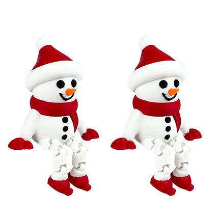 2PCS Christmas 3D Printed Snowman Flexible Festive Tabletop Xmas Gift