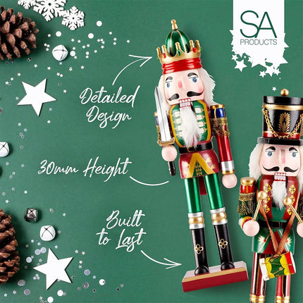 Wooden Nutcracker Figurine Traditional Xmas Festive Home Decor