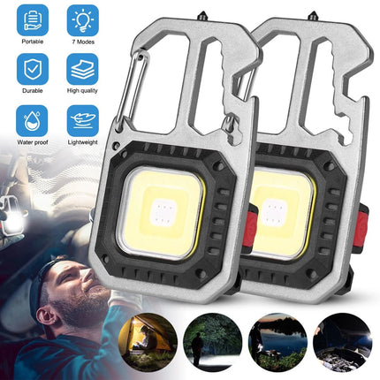 1x USB Rechargeable LED COB Work Light Mini Magnetic Keychain Torch Lamp