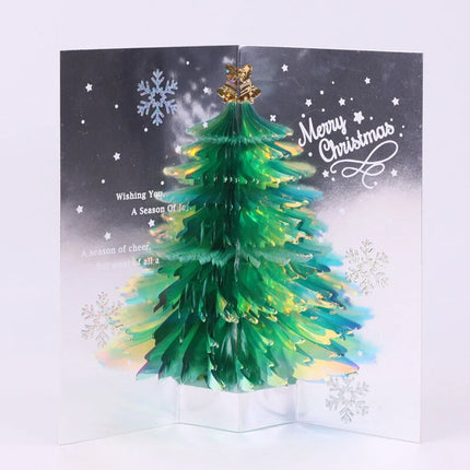 3D Tree Pop Up Christmas Card, Merry Xmas Holiday Greeting Blessing