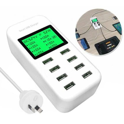 8 Port USB Charging Station Hub Multi Dock Phone Charger Power Adapter