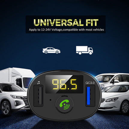 Bluetooth 5.0 FM Transmitter Car Kit Wireless Dual USB Charger MP3 Player