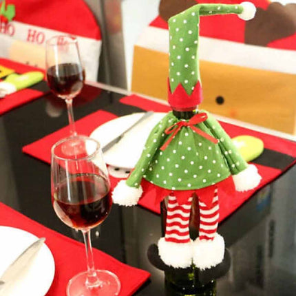4Pcs Christmas Santa Hat Bottle Toppers Wine Bottle Cover Xmas Table Decor