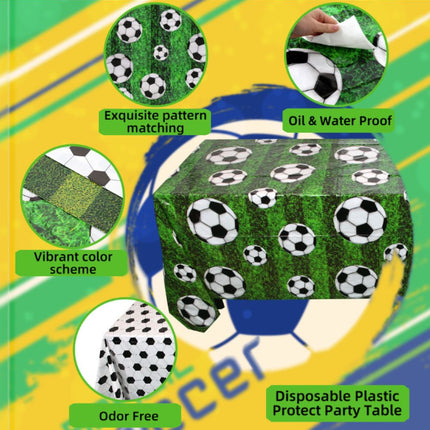2-Pack Soccer Theme Disposable Tablecloth for Party Background Cover