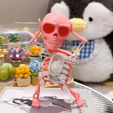 3D Dancing Skeleton Toy, Clockwork Spring Self-Moving Swinging Bobblehead