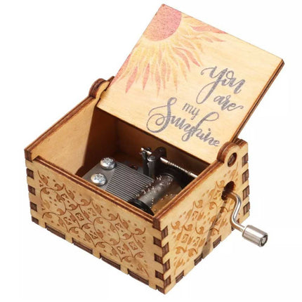 Hand Cranked You Are My Sunshine Music Box Black Engraved Gift