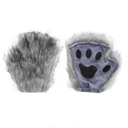 Furry Cat Fox Cosplay Mask Set Christmas Party Costume Tail Paws