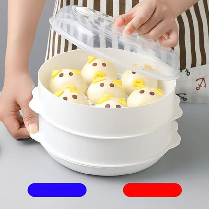 Multi-Layer Plastic Microwave Steamer Basket, Large Capacity Heat-Resistant