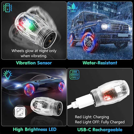 LED Wheel Strobe Light 4x Tire Valve Cap Lamp for Car Truck Motorcycle
