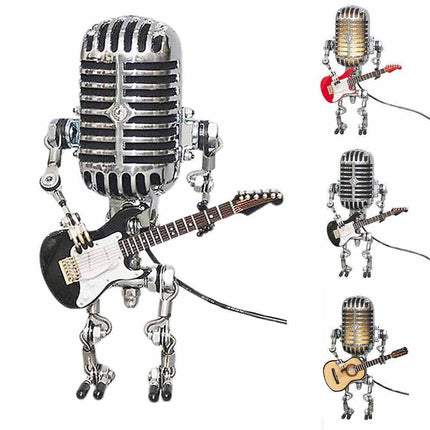 Microphone Robot Lamp with Guitar Lights for Table Desktop Decor USB