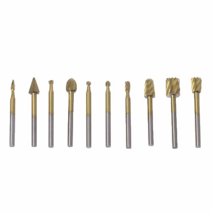 10Pcs HSS Wood Carving Router Bits Set Rotary Drill File Tools for Carving