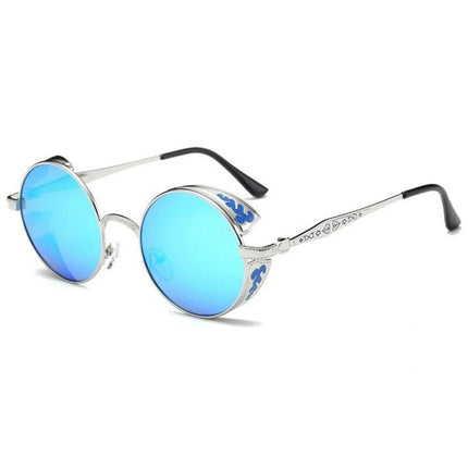 Men Women Steampunk Round Polarized Sunglasses UV400 for Driving Retro