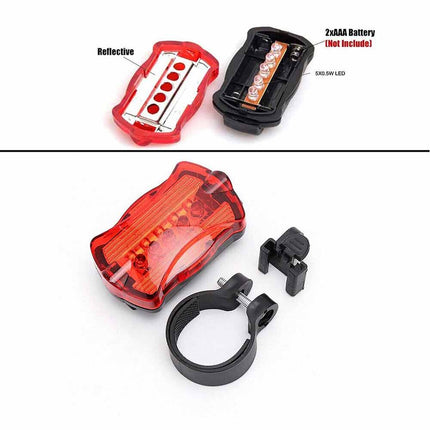 2X Bike Light Set Front Rear 5 LED Bicycle Tail Lights Waterproof