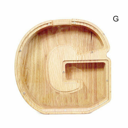 Wooden Piggy Bank, Funny Letter Coin Money Box for Kids & Adults Gift