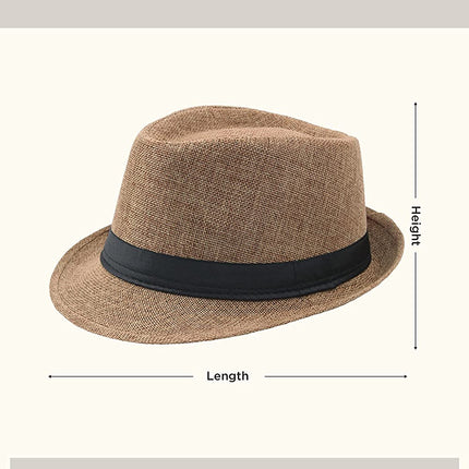 Men Women Summer Fedora Hat Straw Trilby Beach Sun Panama Cap Brim