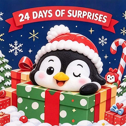 24 Days Christmas Countdown 3D Penguin Theme Animal Figure Decors