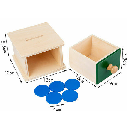 Wooden Object Permanence Box Coin Ball Toy Educational Early Learning
