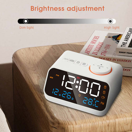 LED Digital Alarm Clock with Calendar, Temperature, FM Radio & Snooze
