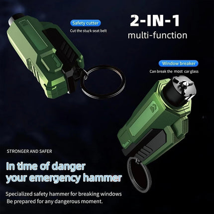 3PCS 2-in-1 Car Window Breaker & Seatbelt Cutter Keychain Glass Hammer