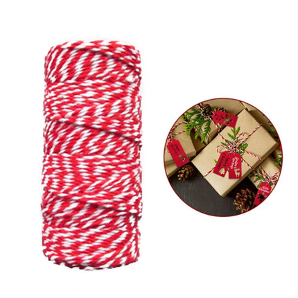 100m Red White Twine Jute Cotton String Gift Wrap Christmas Craft Decor