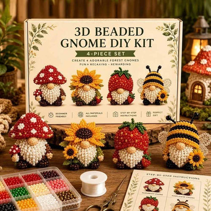 3D Beaded Gnome Craft Kit, DIY Handmade Bead Art Set for Teens & Adults
