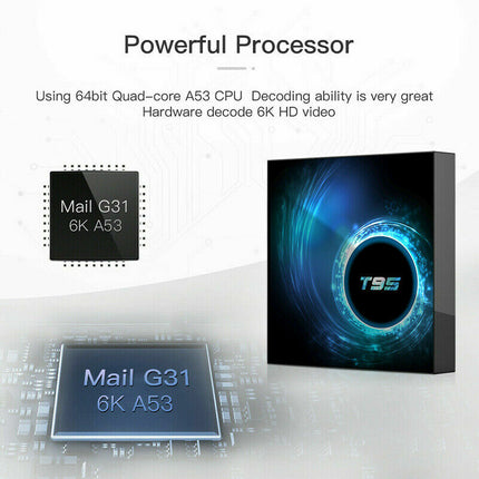 T95 TV Box 4GB 32GB Android 10.0 Quad Core HD 6K WiFi 5G Media Player