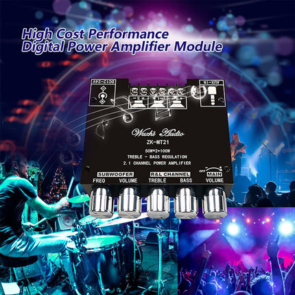 Mini Bluetooth 5.0 Digital Amplifier HiFi 2.1 Channel Audio Stereo Equalizer