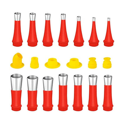Universal 20 Piece Rubber Nozzle Tool Kit – Reusable Integrated Nozzle Set