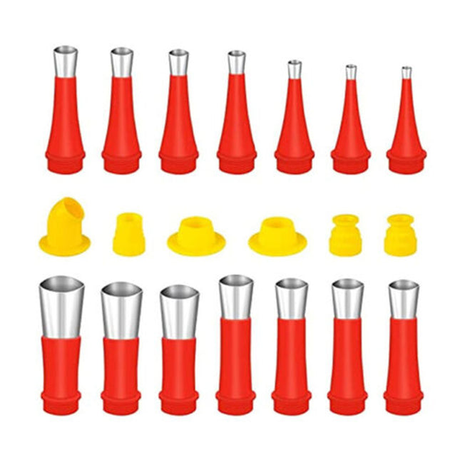 Universal 20 Piece Rubber Nozzle Tool Kit – Reusable Integrated Nozzle Set