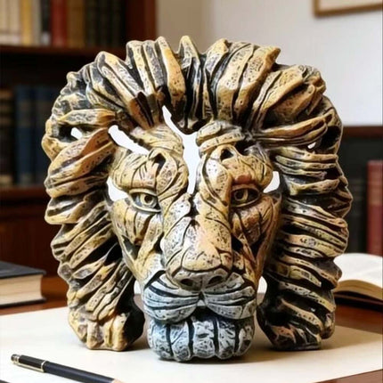 Resin Lion Head Sculpture, Contemporary Home Decor Table Display Gift