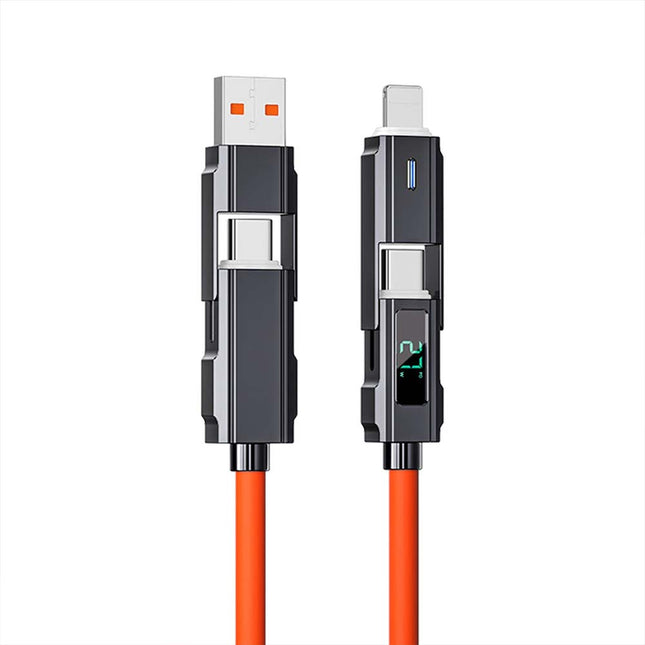 4-in-1 USB C Cable with Digital Display, 100W PD Fast Charging for iPhone & Android