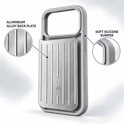 New Premium Phone Case for iPhone 18 Pro Max Silver Aluminum Cover