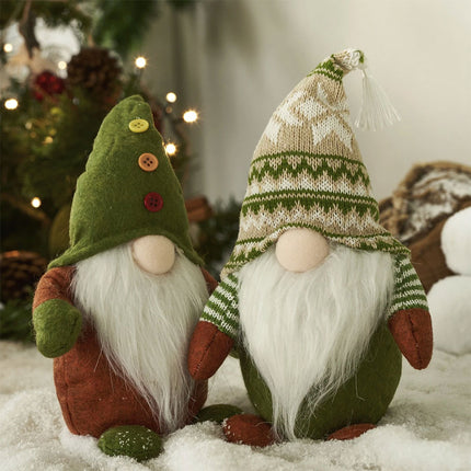 Christmas Gonks Set of 2, Fluffy Bearded Festive Gnome Table Decor