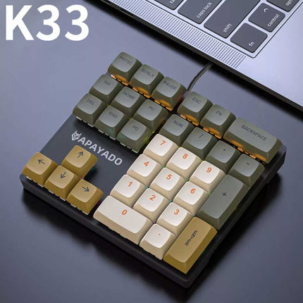 K33 RGB Mini Keyboard 33 Key Left Hand PBT Keycaps Plug Play Keypad
