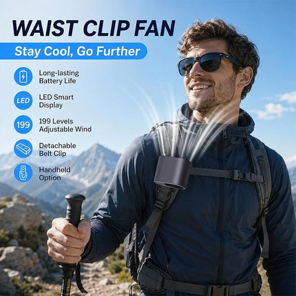 360° Rotating Car Clip-On Air Conditioner Fan with LED Display Cold Air