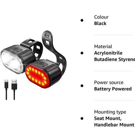 2PCS Super Bright Bicycle LED Light Set Front Rear Waterproof Bike Lamp