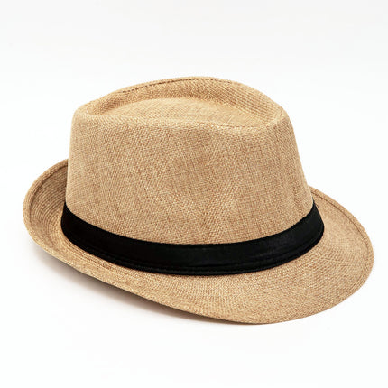 Men Women Summer Fedora Hat Straw Trilby Beach Sun Panama Cap Brim