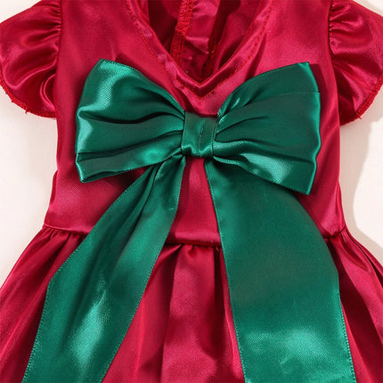 Christmas Santa Dog Dress Costume, Festive Puppy Outfit Red Green for 2-3kg