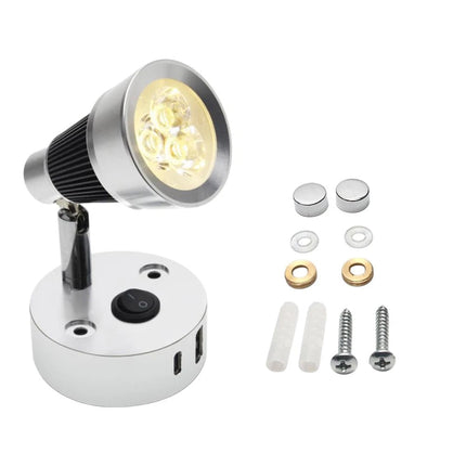 12V 24V Reading Light 3W LED RV Interior USB Type-C Caravan Boat Lamp