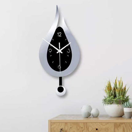 Modern Waterdrop Silent Wall Clock Acrylic Pendulum Hanging Decor