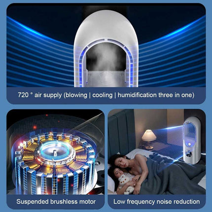 Portable Leafless Electric Fan 6 Speed Silent Timer Air Cooler Conditioner