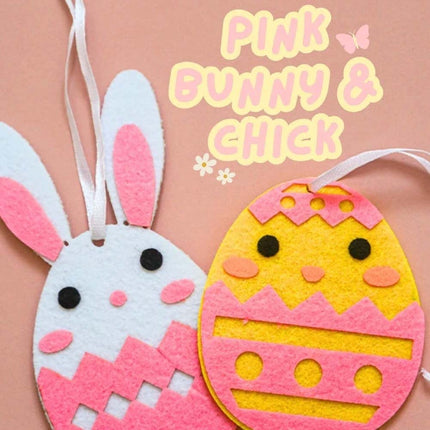 24PCS Hanging Easter Felt Eggs Decoration Set with Chicks & Bunny Home Decor