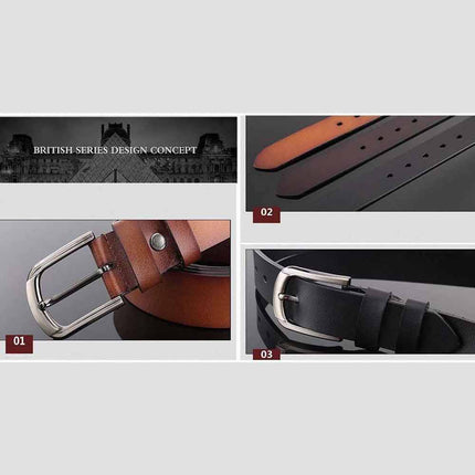 Men's Genuine Full Grain Leather Casual Belt 125cm Top Quality