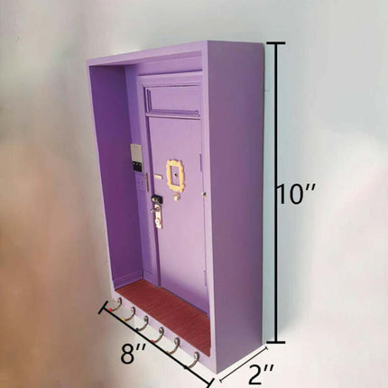 Rustic Wooden Purple Key Holder with Hooks, Entryway Shelf Wall Decor