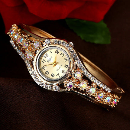 Elegant Rhinestone Bracelet Watch for Women, Analog Wristwatch